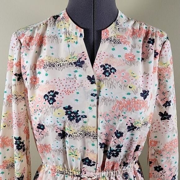 Maison Jules Floral Split Neck Shirtdress Sz S - Picture 5 of 15